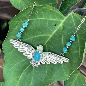 Western Paperclip Necklace | Genuine Turquoise Chips & Navajo Pearls